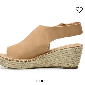 CATHERINE catherine MALANDRINO Tan Espadrille Wedge Heel Open Toe Sandals sz 9